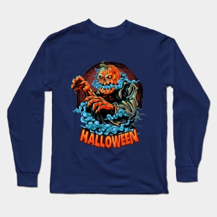 CLOUDY HALLOWEEN PUMKIN DESIGN Long Sleeve T-Shirt